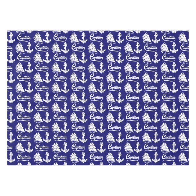 Captain Sailboat Anchor Nautical Design Tablecloth (Front (Horizontal))