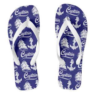 Captain Sailboat Anchor Nautical Design Thongs