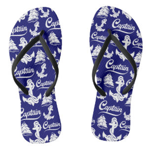 Captain Sailboat Anchor Nautical Design Thongs