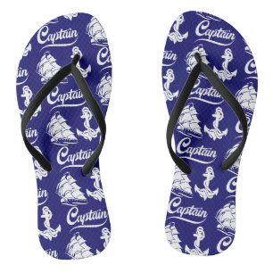 Captain Sailboat Anchor Nautical Design Thongs