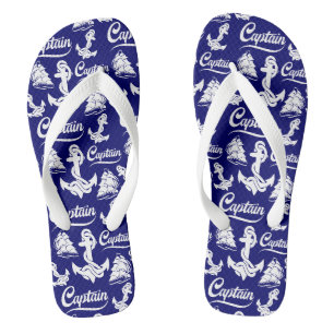 Captain Sailboat Anchor Nautical Design Thongs