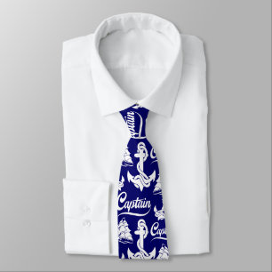 Captain Sailboat Anchor Nautical Design Tie