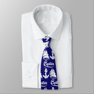 Captain Sailboat Anchor Nautical Design Tie