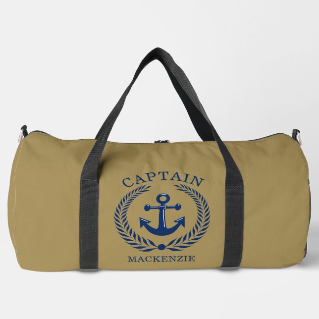 Captain Sailor Personalised Anchor  Duffle Bag (Front)
