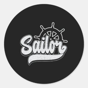 Captain Sailor Sail Boat Sea Sailing Gift Idea Classic Round Sticker