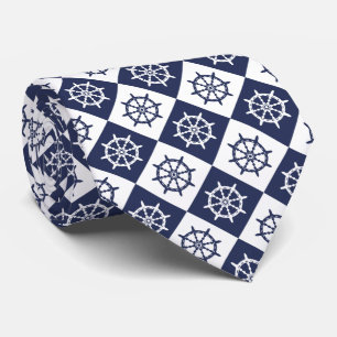 Captain Sailor Ship Steering Wheel Pattern Tie