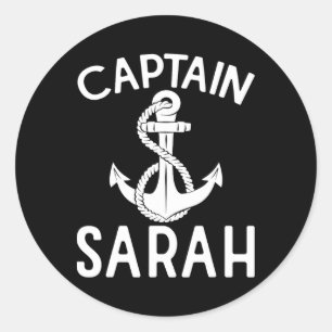 Captain Sarah Anchor Boat Yacht Boating Ship Classic Round Sticker