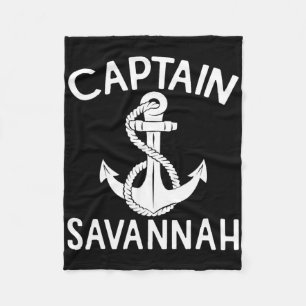 Captain Savannah Yacht Boating Ship Anchor Boat  Fleece Blanket