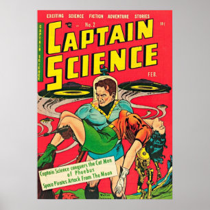 Captain Science comic book cover Poster