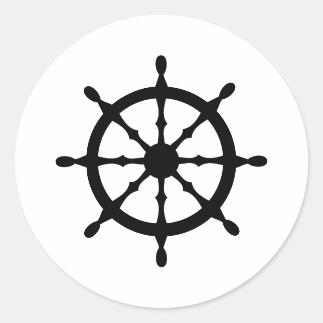 captain ship steering wheel classic round sticker (Front)