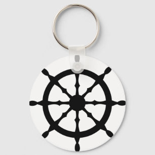 captain ship steering wheel key ring