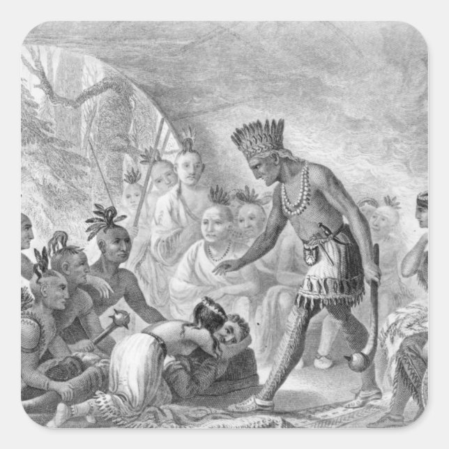 Captain Smith rescued by Pocahontas Square Sticker (Front)
