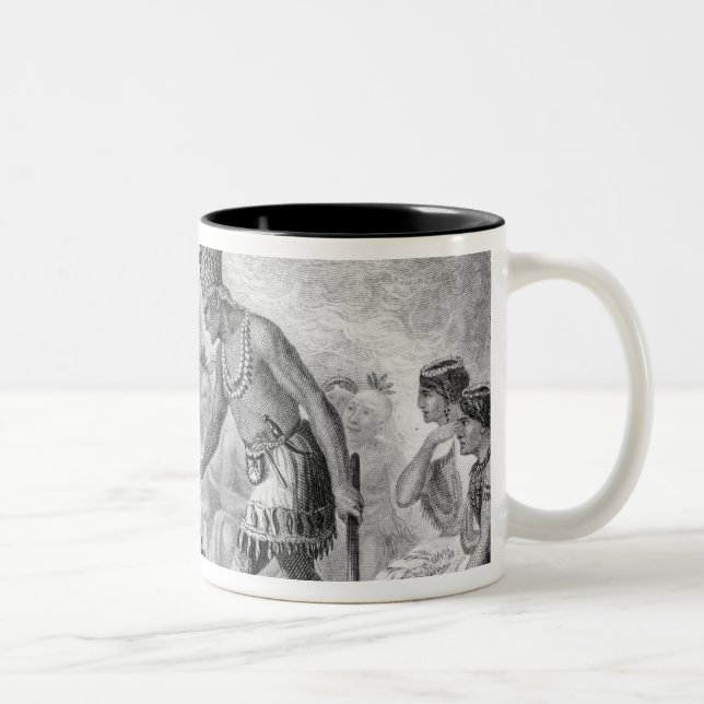 Captain Smith rescued by Pocahontas Two-Tone Coffee Mug (Right)