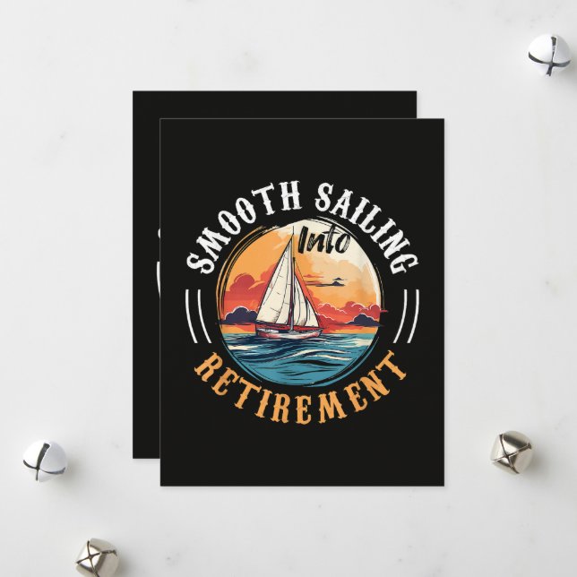 Captain Smooth Sailing into Retirement Holiday Card (Front/Back In Situ)