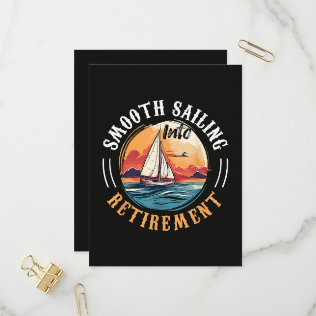 Captain Smooth Sailing into Retirement Invitation Postcard (Front/Back In Situ)