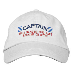 CAPTAIN Stripes Customisable Your Name Boat Local Embroidered Hat