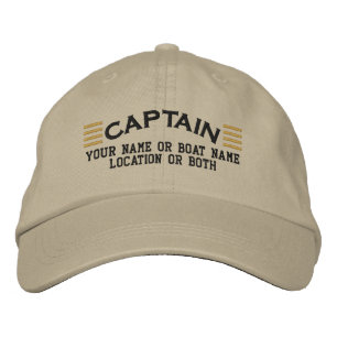 CAPTAIN Stripes Customisable Your Name Boat Local Embroidered Hat