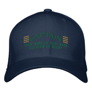 CAPTAIN Stripes Customisable Your Name Boat Local Embroidered Hat