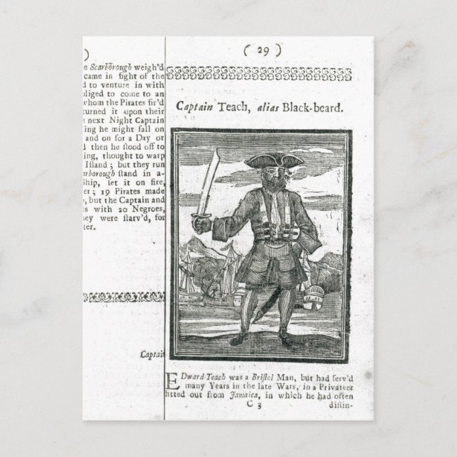 Captain Teach, Alias Black Beard Postcard (Front)