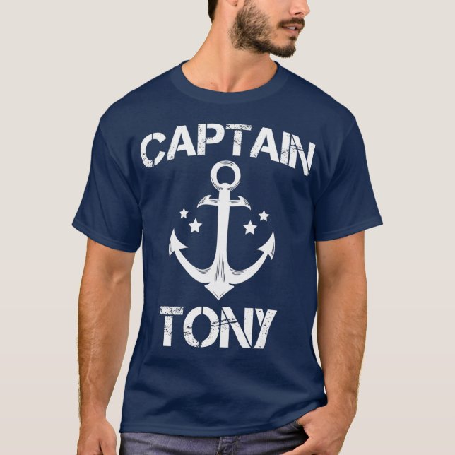 CAPTAIN TONY Funny Birthday Personalised Name T-Shirt (Front)