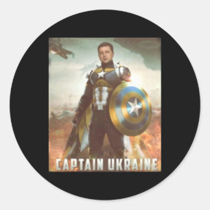 Captain Ukraine Fight Pray For Ukraine I Stand Wit Classic Round Sticker