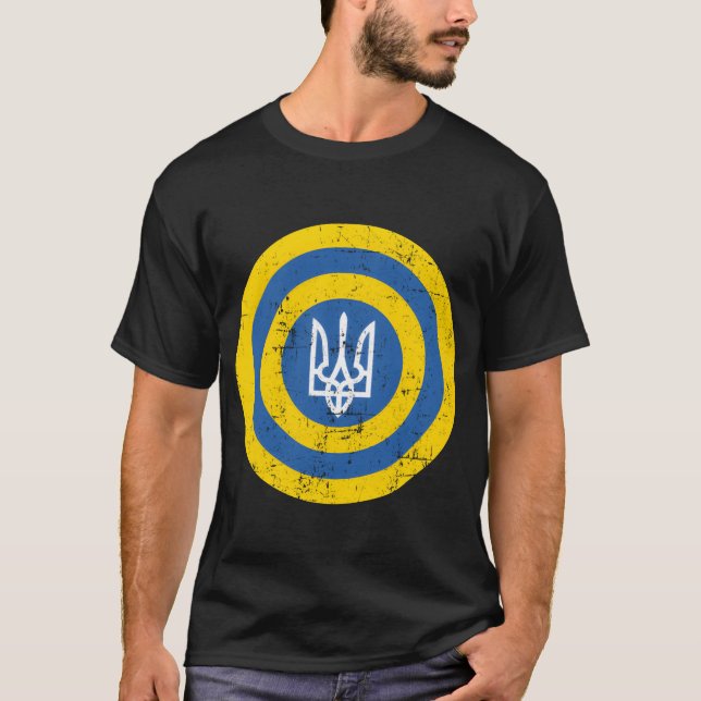 Captain Ukraine Shield Ukrainian Flag Solidarity D T-Shirt (Front)
