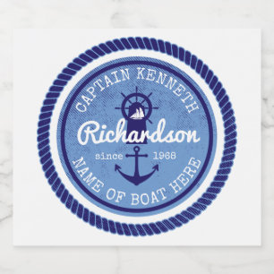 Captain Vintage Nautical Rope Anchor Helm Boat Beer Bottle Label