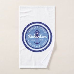Captain Vintage Nautical Rope Anchor Helm Boat Hand Towel