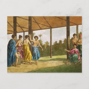 Captain Wallis, on his arrival in O'Taheite Postcard