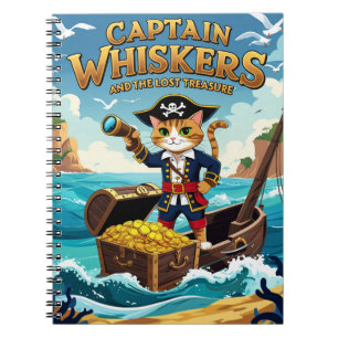 Captain Whiskers and the Lost Treasure Pirate Cat Notebook