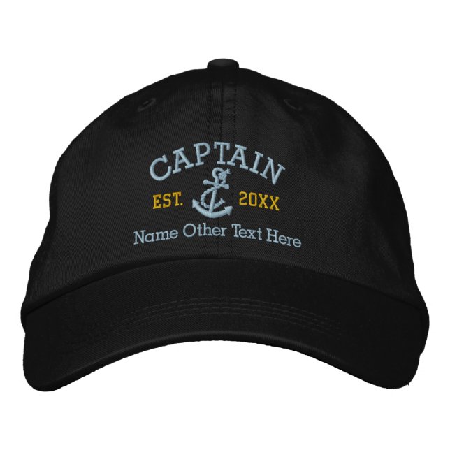 Captain With Anchor Personalised Embroidered Hat (Front)