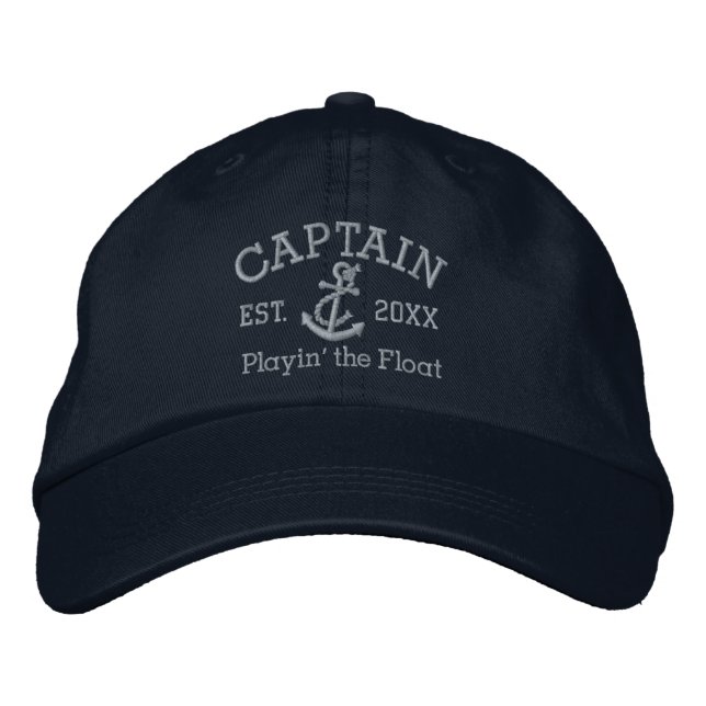 Captain With Anchor Personalised Embroidered Hat (Front)