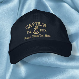 Captain With Anchor Personalised Embroidered Hat
