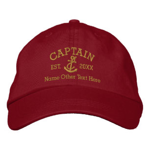 Captain With Anchor Personalised Embroidered Hat