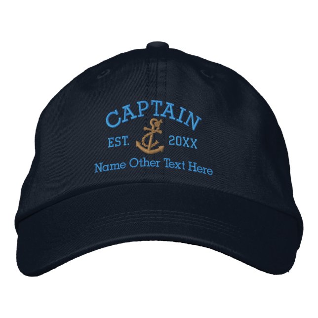 Captain With Anchor Personalized Embroidered Hat (Front)