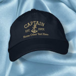 Captain With Anchor Personalized Embroidered Hat<br><div class="desc">Embroidered Captain cap .. ideal for sailors .. captain and rope and anchor personalized cap from Ricaso</div>