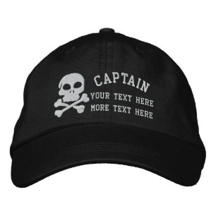 Captain With Skull And Cross Bones customisable Embroidered Hat