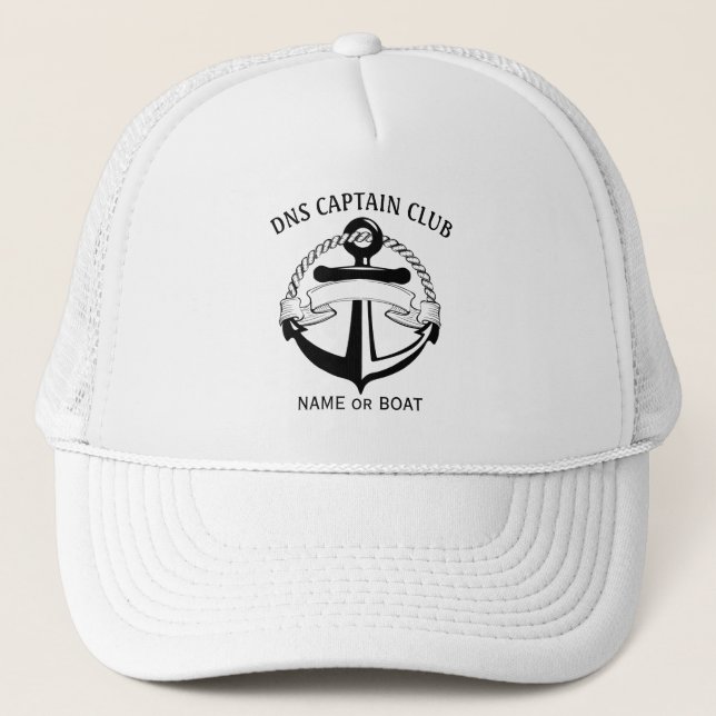 Captain Your Boat Name  Trucker Hat (Front)