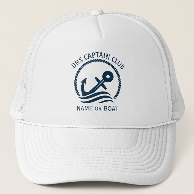 Captain Your Boat Name  Trucker Hat (Front)