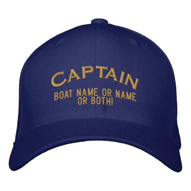 Captain Your Boat Name Your Name or Both! Embroidered Hat (Front)