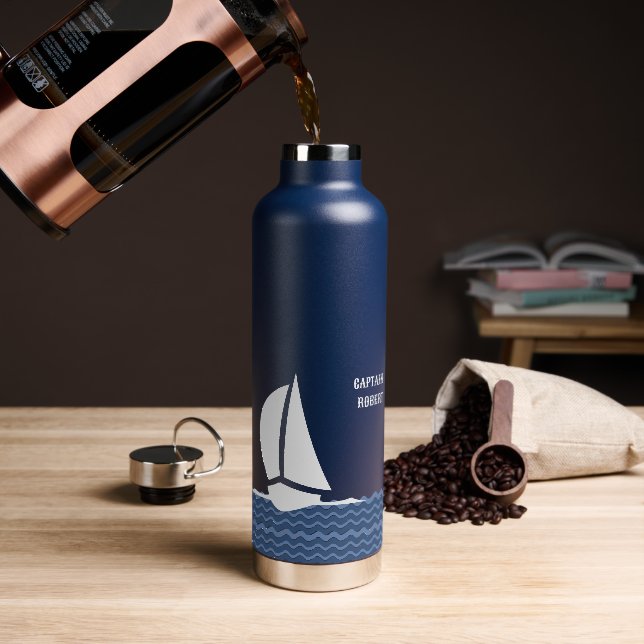 Captain (Your Name) insulated  Water Bottle (Coffee)