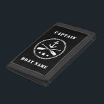 Captains Anchor & Oars Your Name or Boat Name Trifold Wallet<br><div class="desc">Captains Anchor & Oars With Your Custom Name or Boat Name On This Durable Nylon Trifold Wallet. Choose your background and border colour to match your style. The Perfect gift for fathers day,  birthday or any occasion. Also makes a great conversation piece while protecting your valuables.</div>