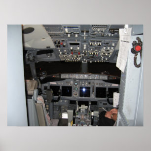 Captain's Cockpit Commercial Jet Aircraft Poster
