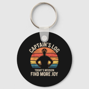 Captains Log Todays Mission Find More Joy Retro Mo Key Ring