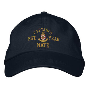 Captain's Mate Golden Lifesaver Anchor Custom Year Embroidered Hat