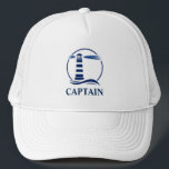 Captain's Nautical  Classic Lighthouse Trucker Hat<br><div class="desc">Navy Blue Nautical Lighthouse Captain on White Customisable Hat.</div>
