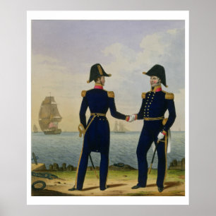 Captains, plate 5 from 'Costume of the Royal Navy Poster
