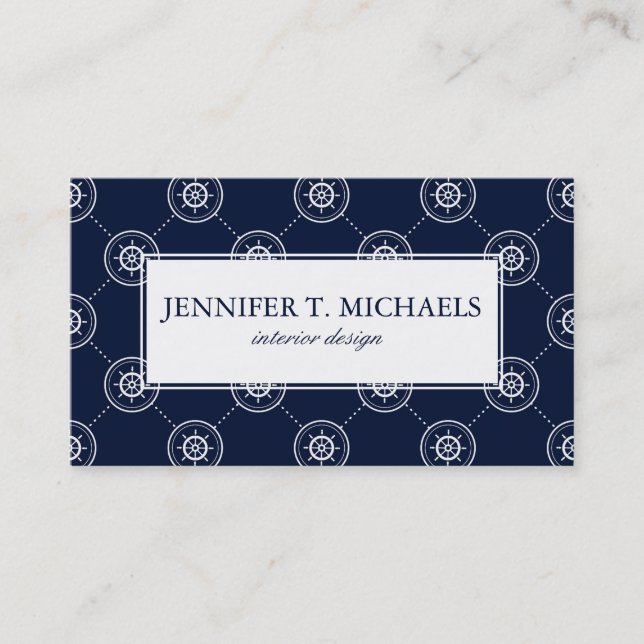 Captain'S Wheel Pattern Business Card (Front)
