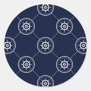 Captain'S Wheel Pattern Classic Round Sticker