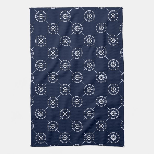 Captain'S Wheel Pattern Tea Towel (Vertical)